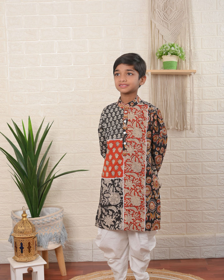 Kalamkari Patchwork Kurta with Dhoti | Made To Order