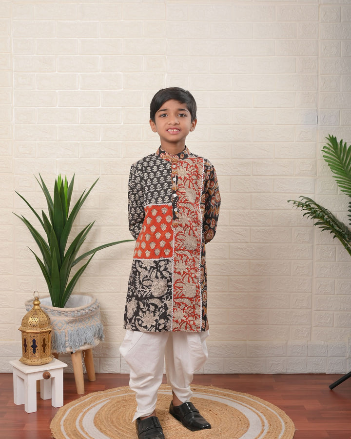 Kalamkari Patchwork Kurta with Dhoti | Made To Order