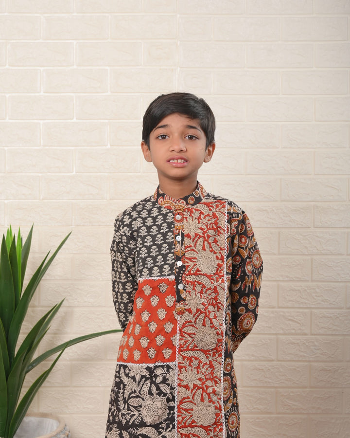 Kalamkari Patchwork Kurta with Dhoti | Made To Order