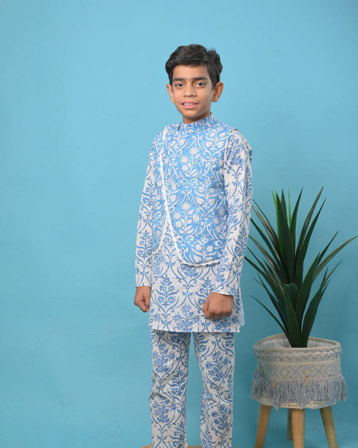 Mughal Motifs Jacket with Kurta Pajama | Made To Order