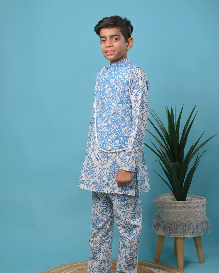 Mughal Motifs Jacket with Kurta Pajama | Made To Order