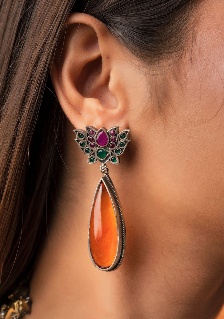 Fusion Dual Tone Jewelry with Pichwai Cow Units and burnt orange Stones | Shobitam Jewelry