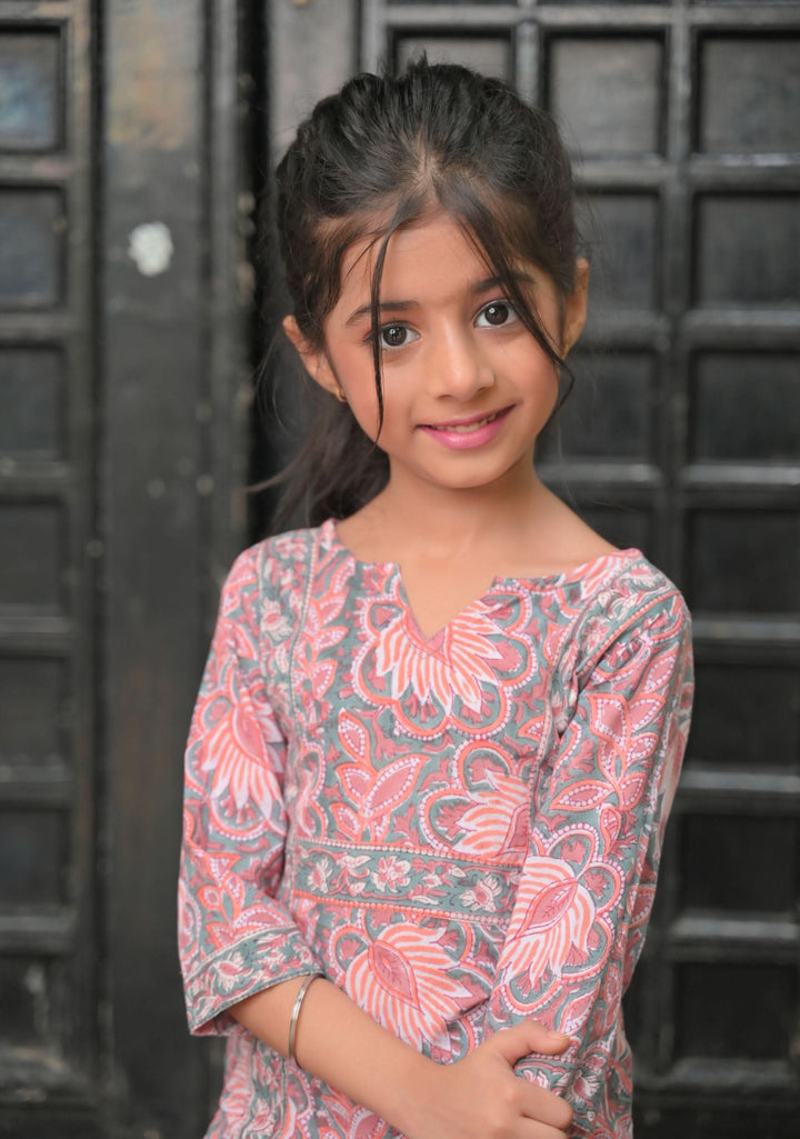Seher block print Kurta with Dhoti pants  2 piece set for girls, twinning option available  | Shobitam Custom Shirt Made To Order