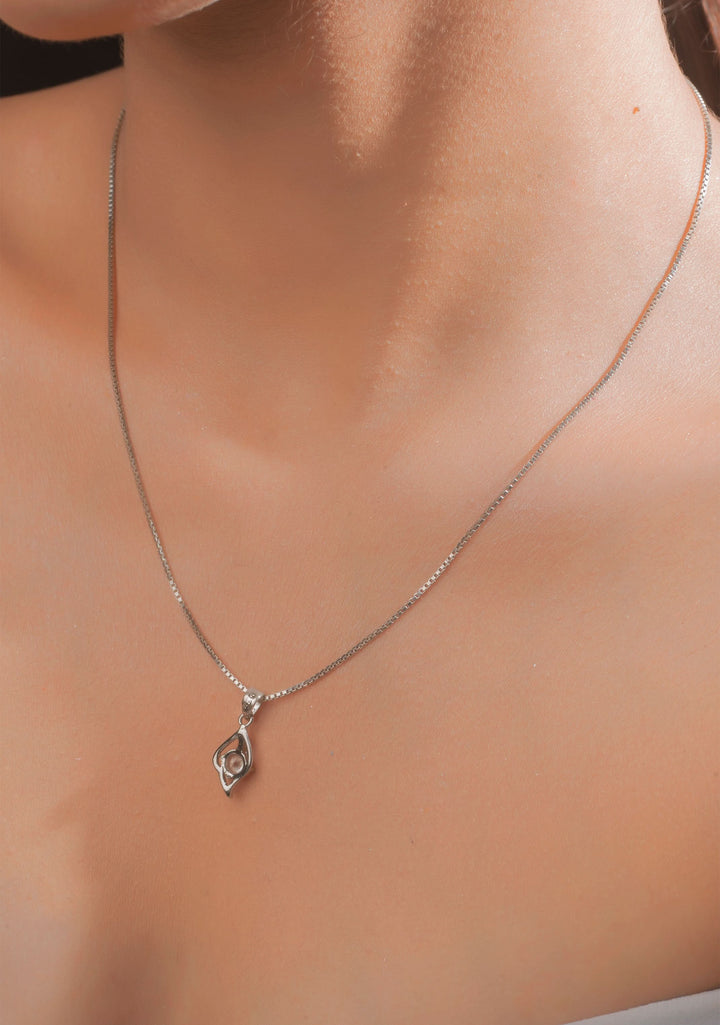 925 Silver Stone of Sunrise Pendant and Chain Set