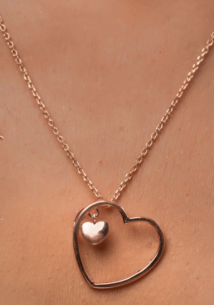 925 Silver with Rose Gold Finish Self Love Chain and Heart pendant