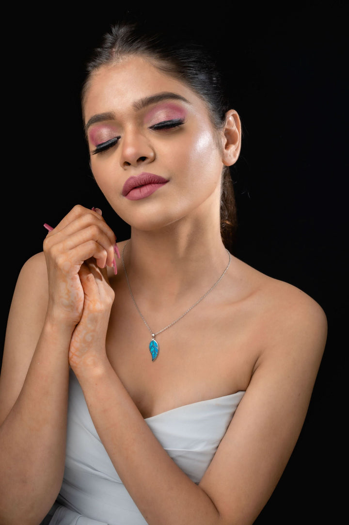 925 Silver Chain with Cool Blue Enamel