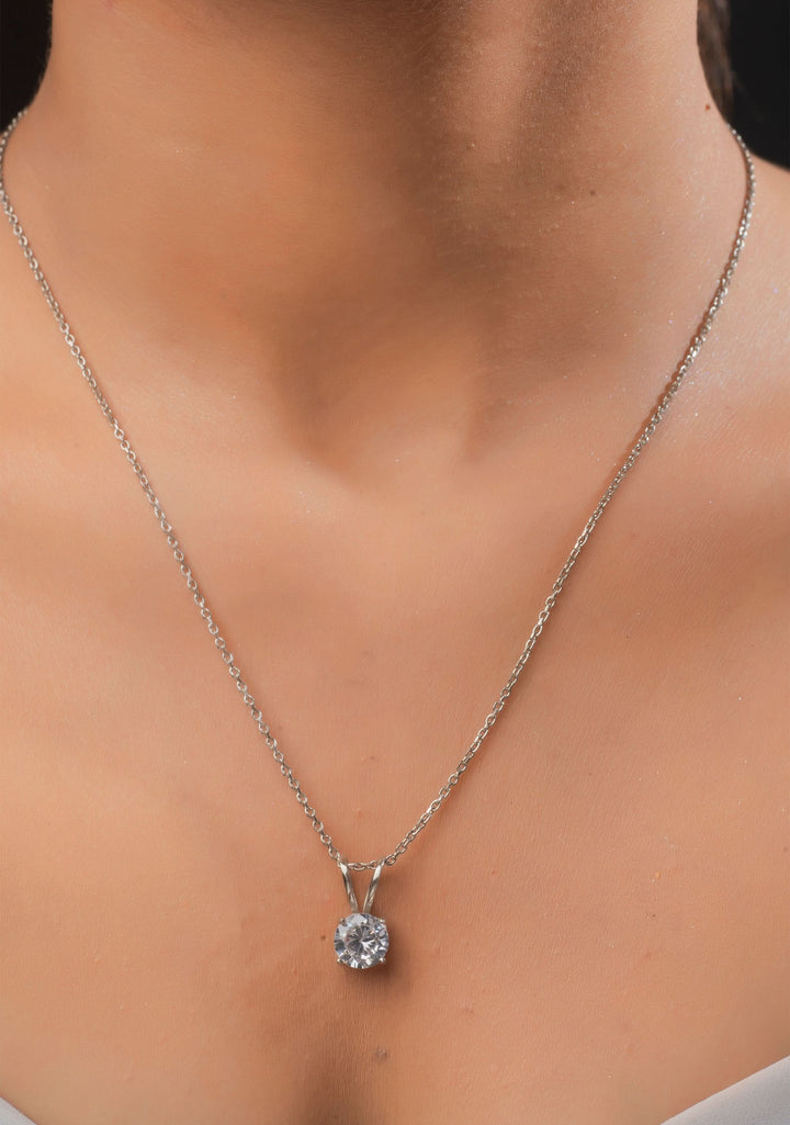 925 Silver Classic Solitaire Pendant and Chain, workwear jewelry