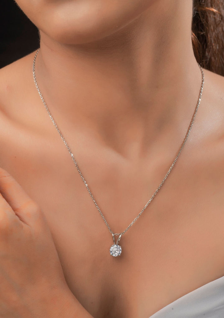 925 Silver Classic Solitaire Pendant and Chain, workwear jewelry