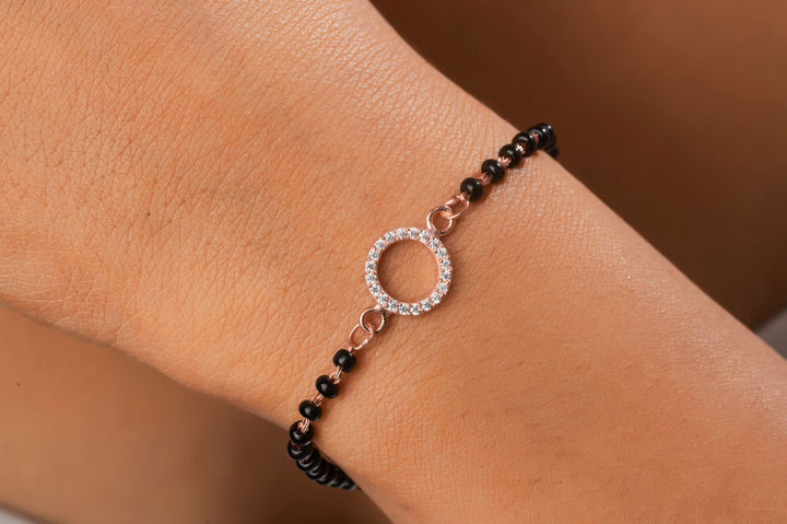 925 SIlver Mangalsutra Bracelet with Rose Gold finish  I Shobitam Jewelry