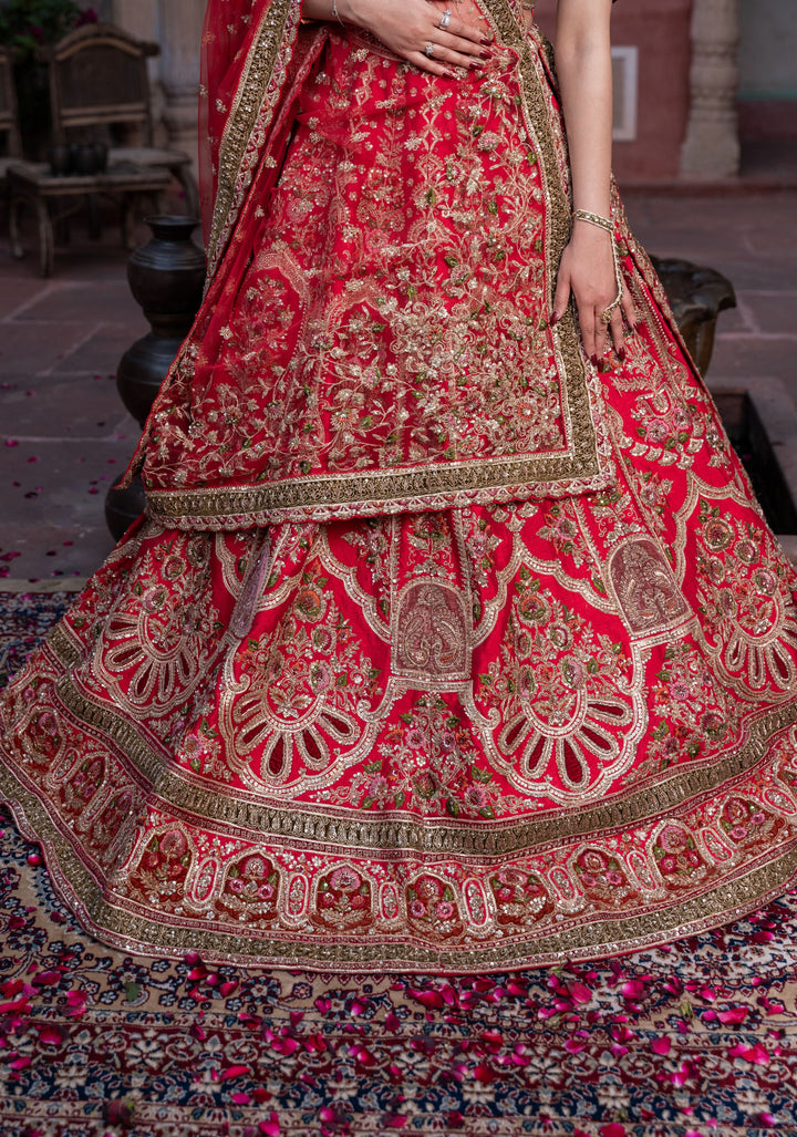 Exquisite Charlotte Regalia Lehenga with hand-embroidery in Raw Silk , Customizable, Made to Order