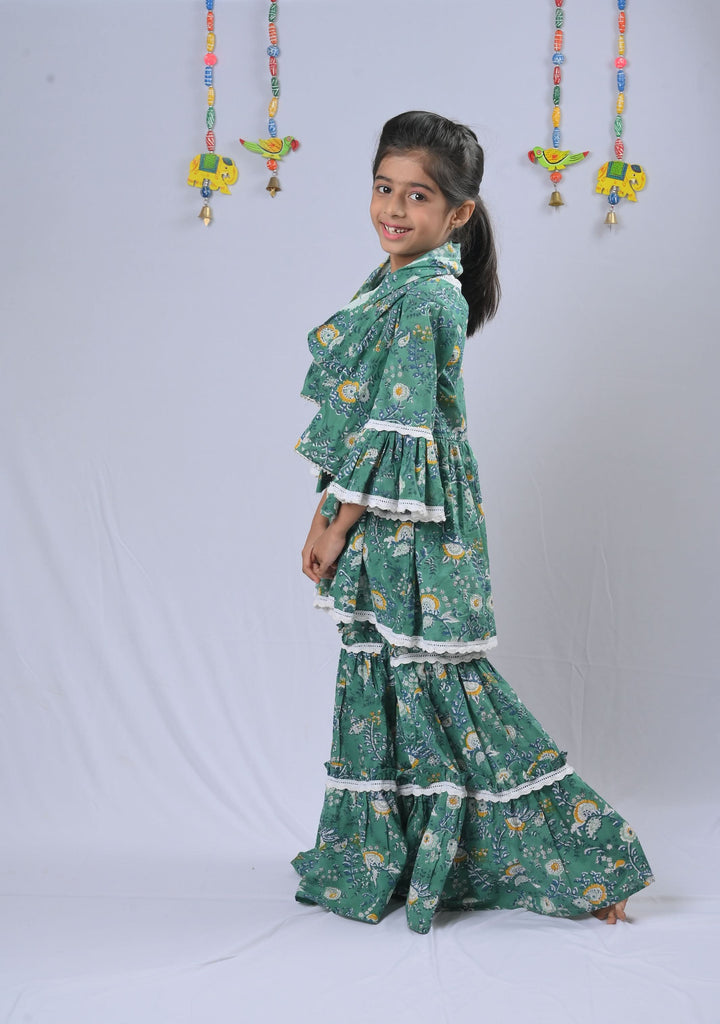 Sea Green Love Sharara | Made To Order