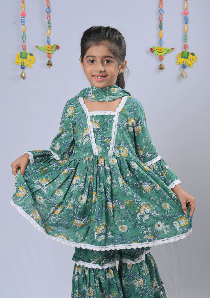 Sea Green Love Sharara | Made To Order