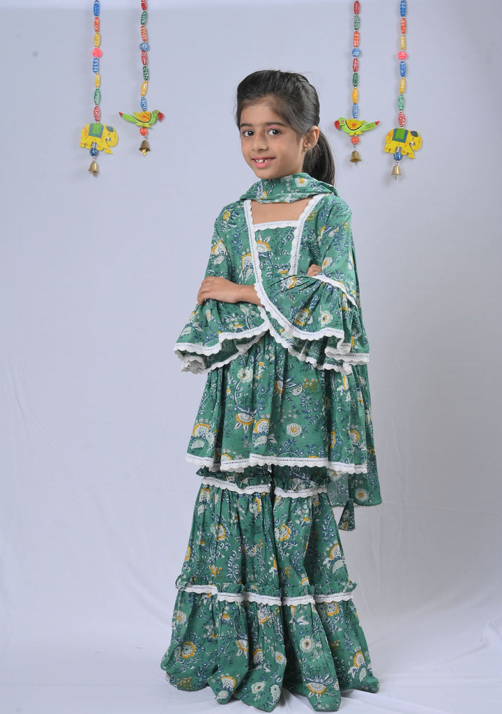 Sea Green Love Sharara | Made To Order