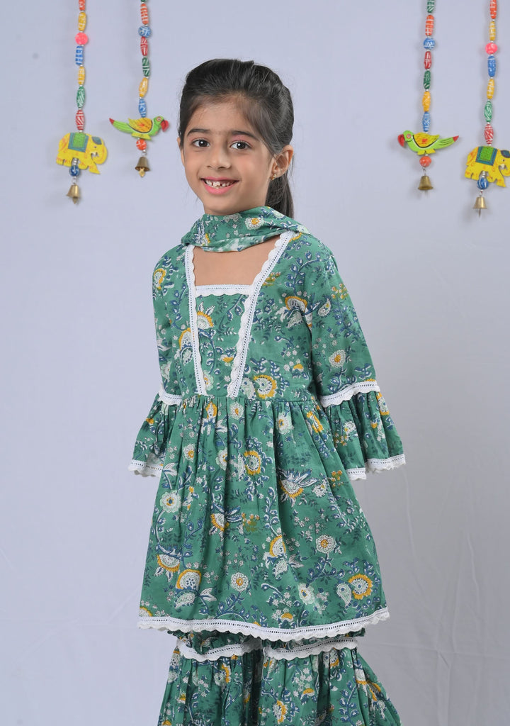 Sea Green Love Sharara | Made To Order