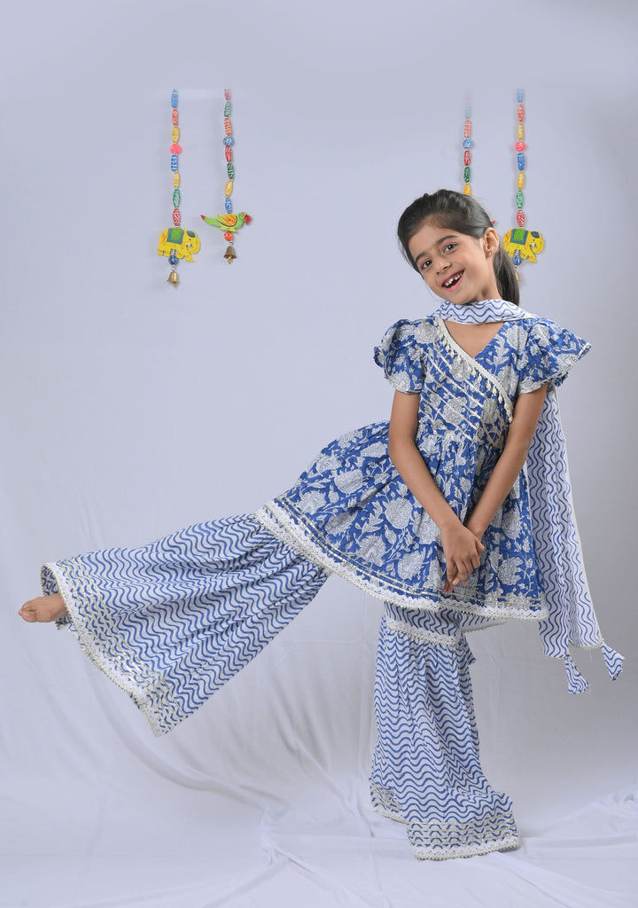 Blue Peony Sharara set | Made To Order