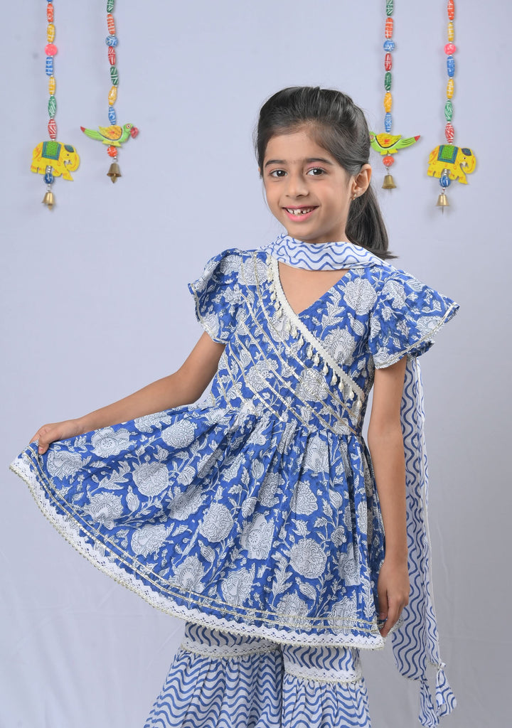 Blue Peony Sharara set | Made To Order