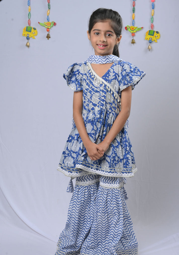 Blue Peony Sharara set | Made To Order