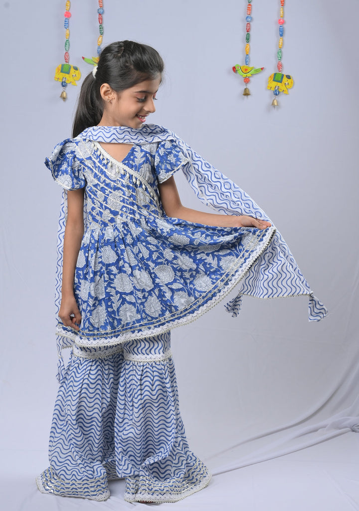 Blue Peony Sharara set | Made To Order