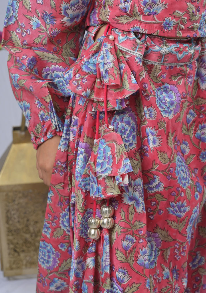 Rosy Blue Off Shoulder top & Skirt Set | Made To Order