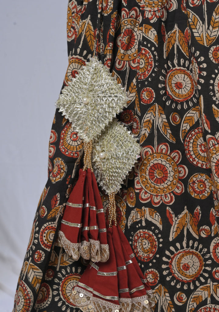 Midnight Patio Lehenga with sequin flowers | Made To Order