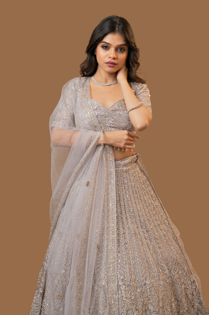 Platinum Picturesque Lehenga with embroidery, Customizable, Made to Order