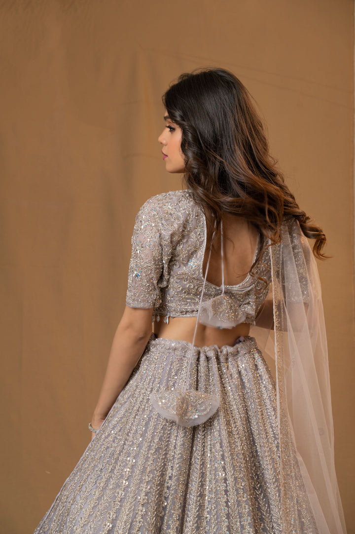 Platinum Picturesque Lehenga with embroidery, Customizable, Made to Order