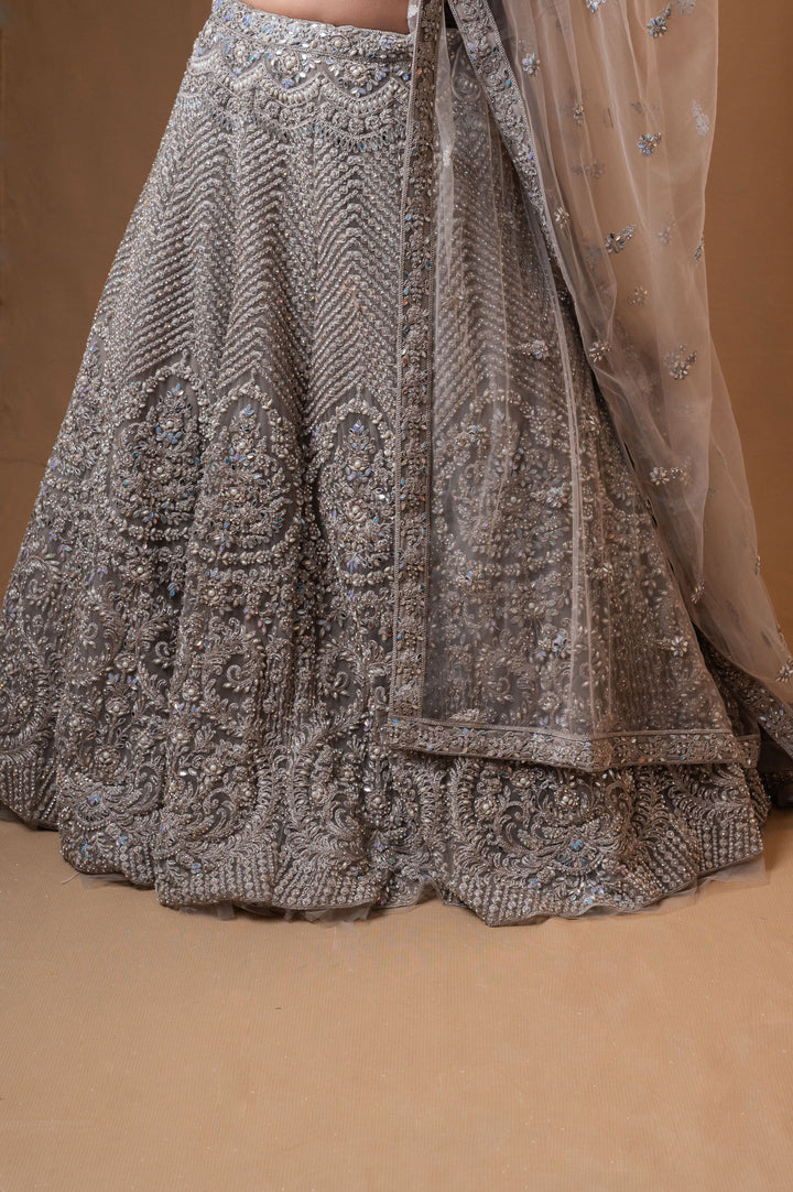 Gray Grace Lehenga with embroidery, Customizable, Made to Order