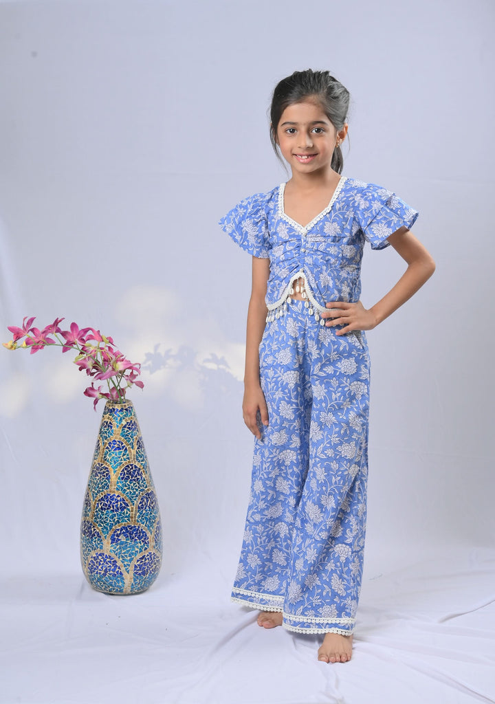 Sky of Clouds Coord Set with shell hangings in Blue | Made To Order