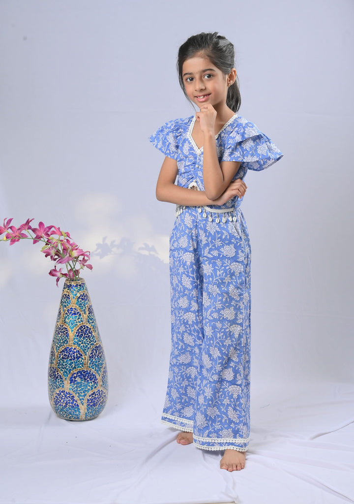 Sky of Clouds Coord Set with shell hangings in Blue | Made To Order