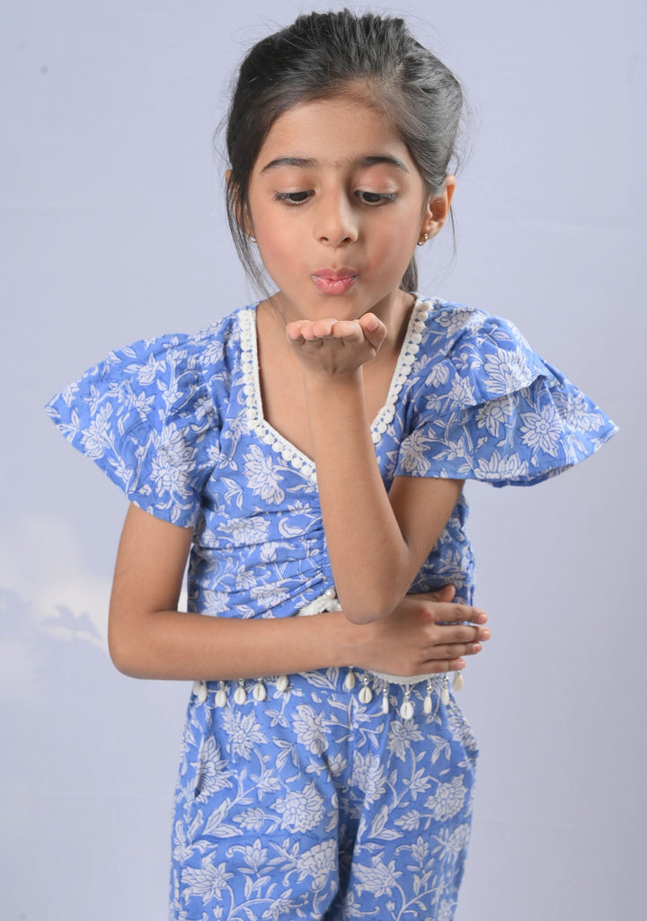 Sky of Clouds Coord Set with shell hangings in Blue | Made To Order