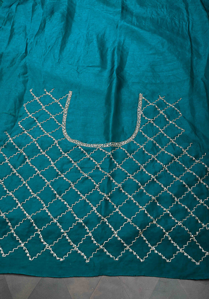 Rama Green Shimmer Georgette Saree with Cutdana and Stone Work