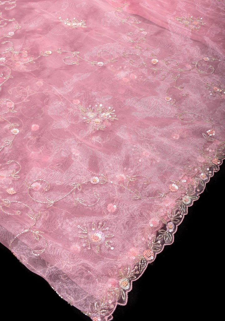 Exquisite Organza saree with Sequin and Cutdana embroidery in Mauve Pink