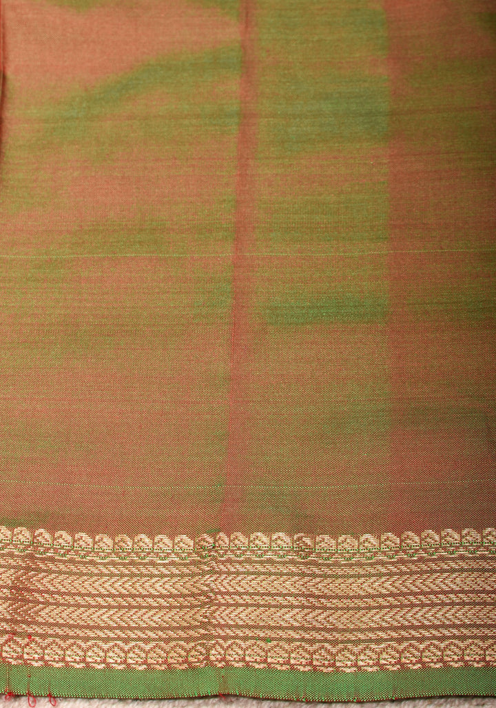 Rani Pink Kanjivaram Soft Silk Saree with Green Minimal Width Border | SILK MARK CERTIFIED