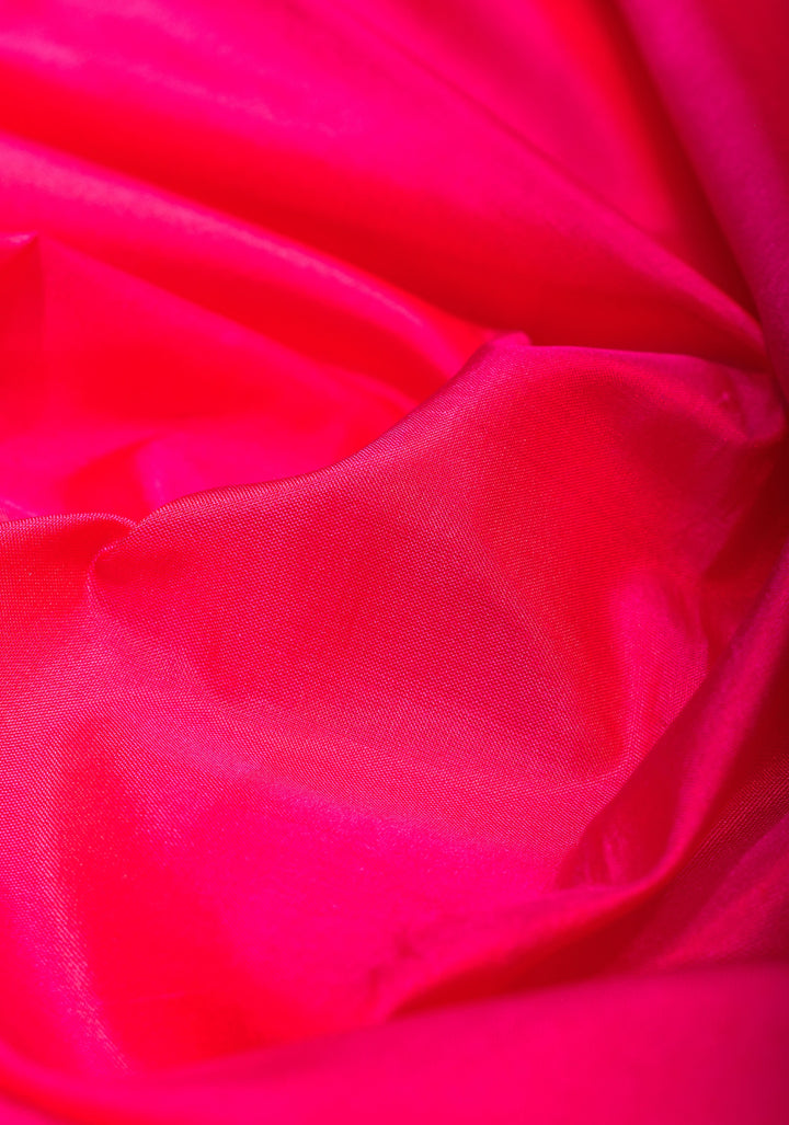 Rani Pink Kanjivaram Soft Silk Saree with Green Minimal Width Border | SILK MARK CERTIFIED