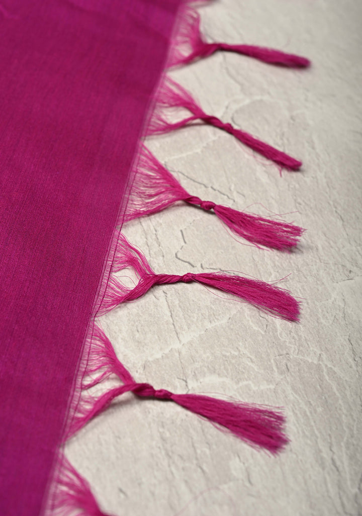 Onion Pink Venkatagiri Cotton Silk Saree with Contrast Zari Border