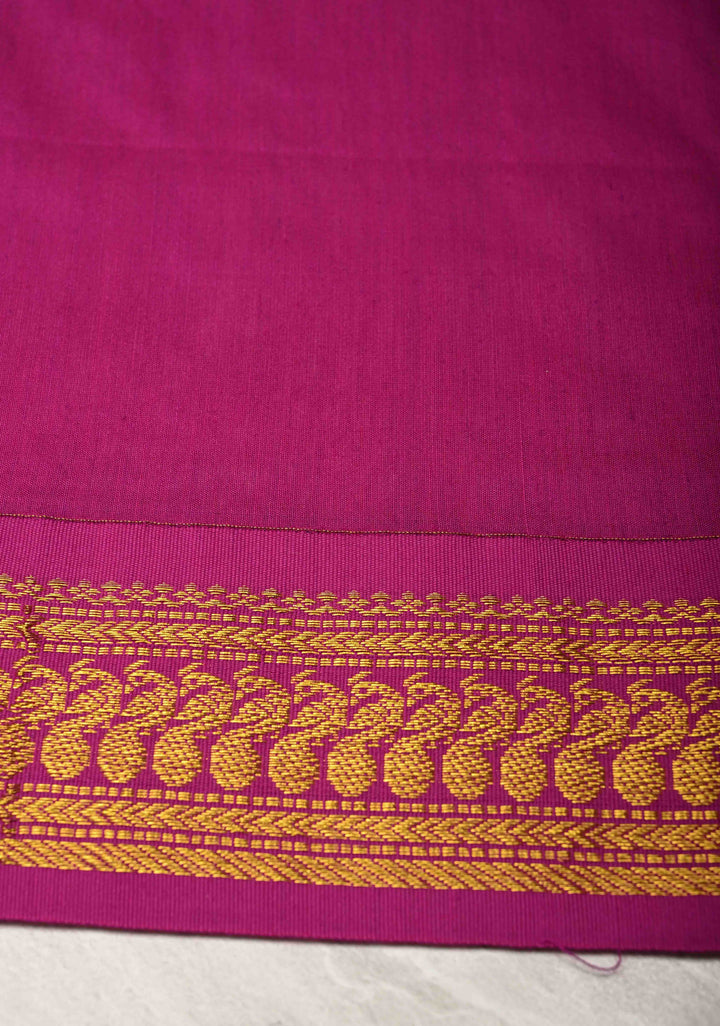 Onion Pink Venkatagiri Cotton Silk Saree with Contrast Zari Border