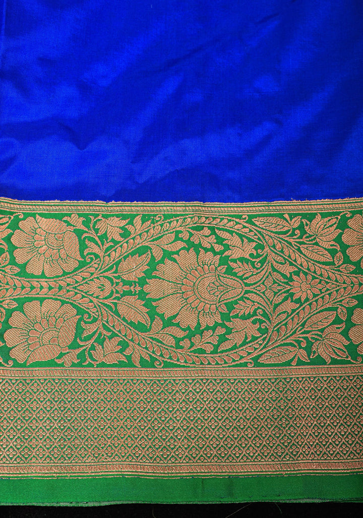 Tricolor Banarasi Pure Katan Silk saree with Blue Blouse piece | SILK MARK CERTIFIED