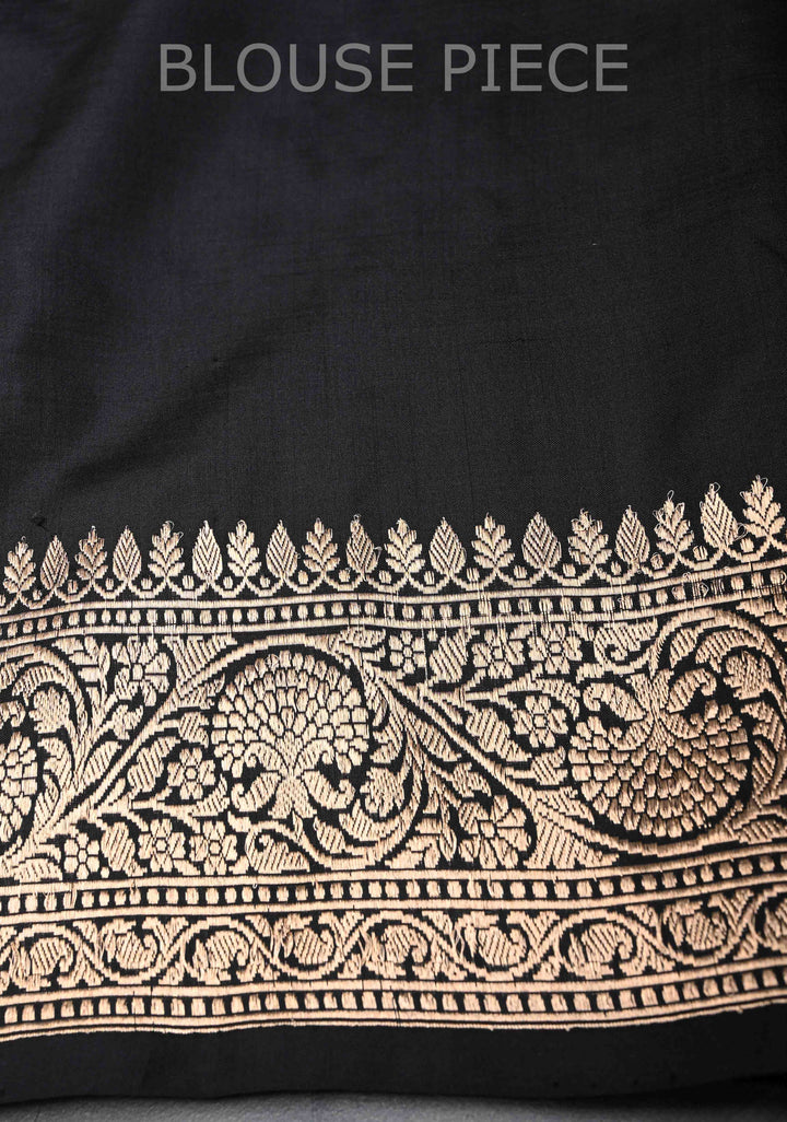 Black Banarasi  Katan Silk Saree with Meenakari Zari Butta and Zari Border | SILK MARK CERTIFIED