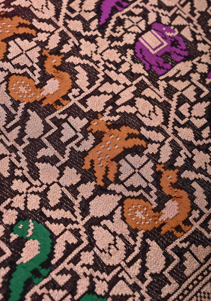 Authentic Rani Pink Hand Bandhej on Banarasi Georgette Silk Saree with Zari Buttas and Meenakari Shikargah Skirt Border  | SILK MARKED CERTIFIED