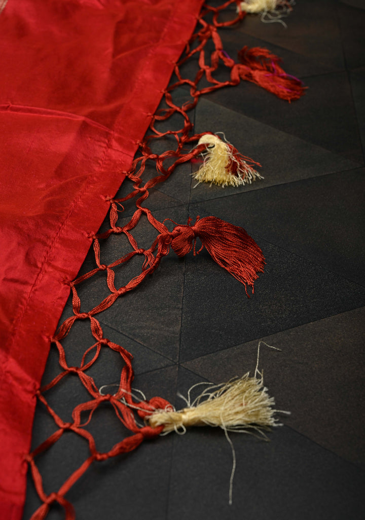 Deep Green tone on tone Sequin on Net Saree with Two Side Fusion Banarasi Border