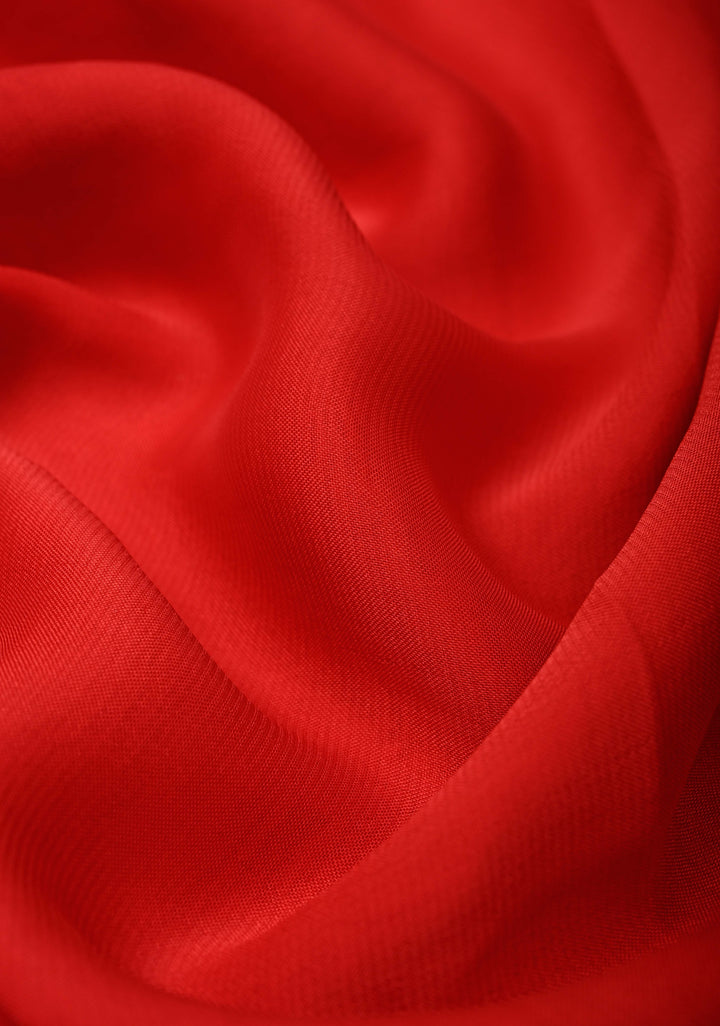 Pre-Order Floral theme  : Red Authentic Pen Kalamkari on Pure Georgette Saree with Applique Kalamakari Pallu and Extra Long Tassels