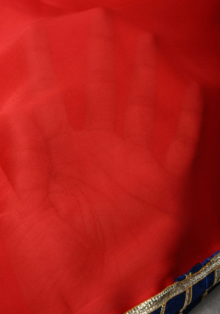 Pre-Order Floral theme  : Red Authentic Pen Kalamkari on Pure Georgette Saree with Applique Kalamakari Pallu and Extra Long Tassels