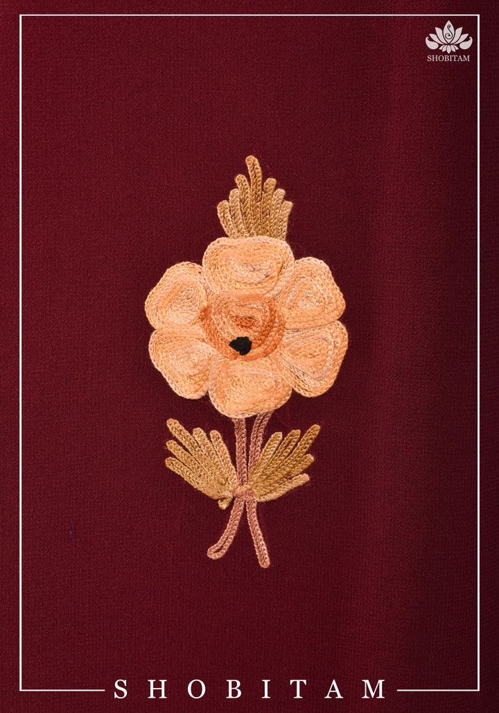 Custom made : Stitched Kashmiri Aari Embroidery Salwar Kameez 3 piece Suit in maroon Georgette