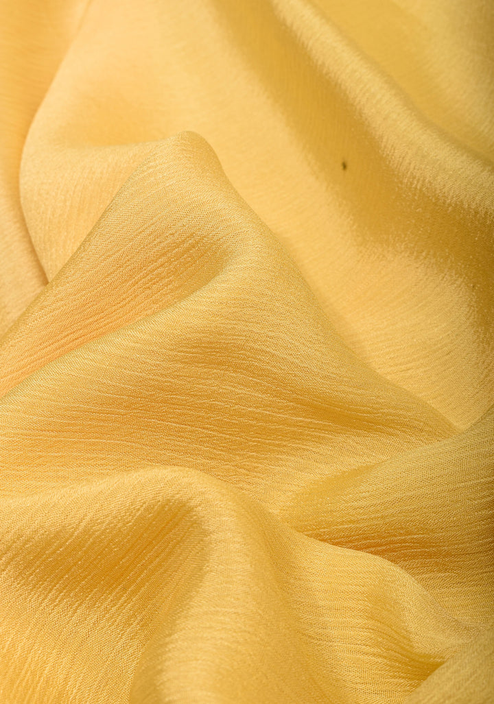 Bollywood style ombre pure chiffon in Cream and Yellow, No Blouse Piece