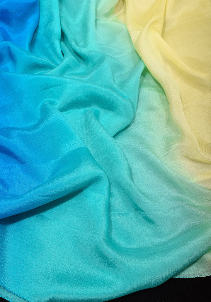 Multicolor Bollywood style ombré pure chiffon saree , No Blouse Piece