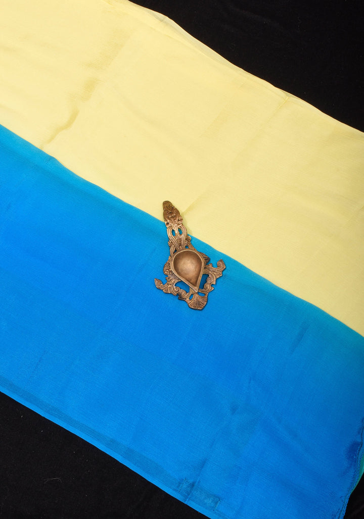 Multicolor Bollywood style ombré pure chiffon saree , No Blouse Piece