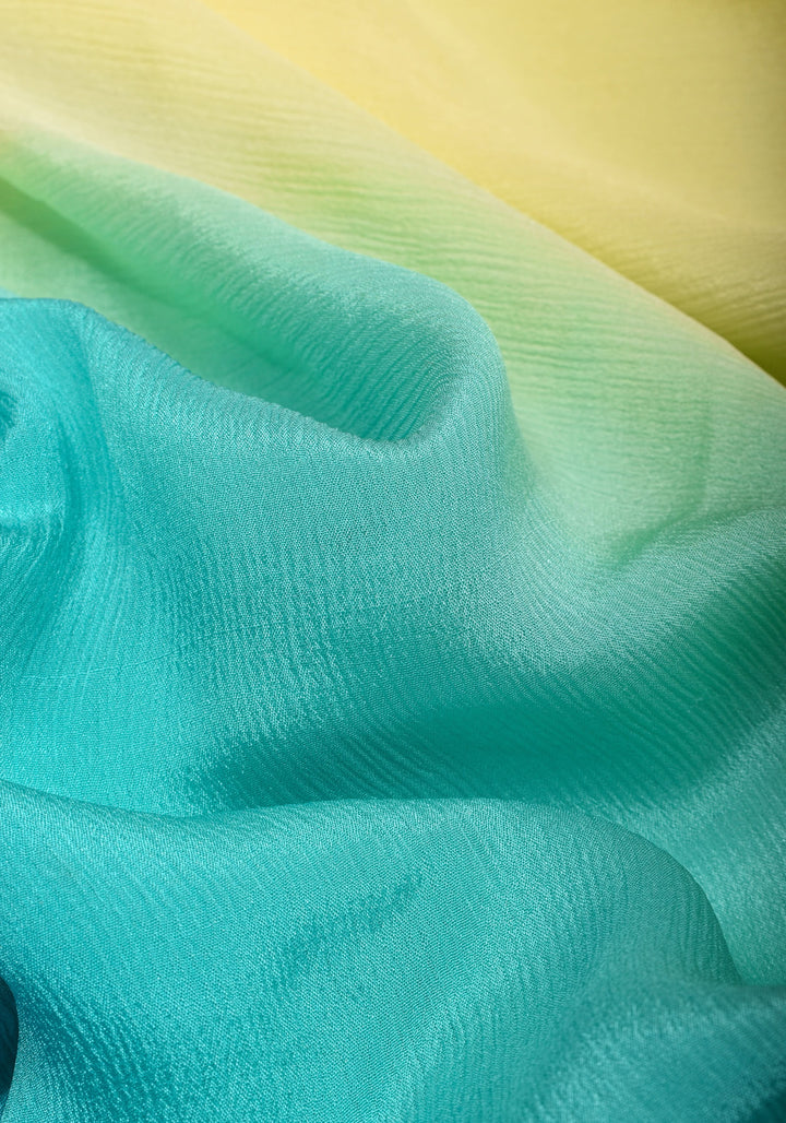 Multicolor Bollywood style ombré pure chiffon saree , No Blouse Piece