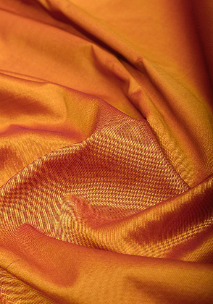 Pale Mustard Yellow Tone and Two Color Temple Border on Art Silk Saree With Double color Indian kotki design Pallu