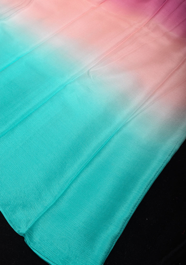 Bollywood style ombre pure chiffon in Multicolor, No Blouse Piece