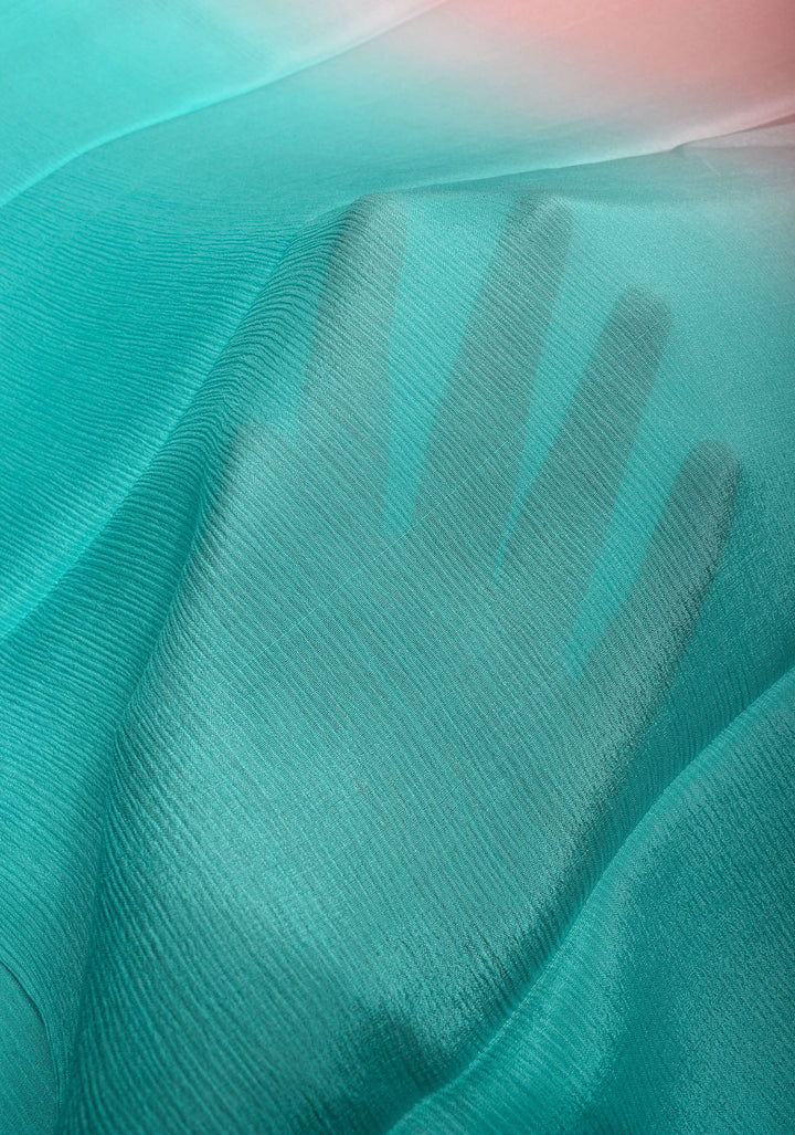 Bollywood style ombre pure chiffon in Multicolor, No Blouse Piece